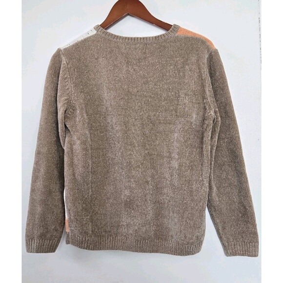 Alfred Dunner Sweater Womens PS Brown Patchwork Sequin Grandma Cozy Goblincore - Picture 5 of 7